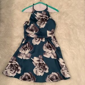 Green floral homecoming dress